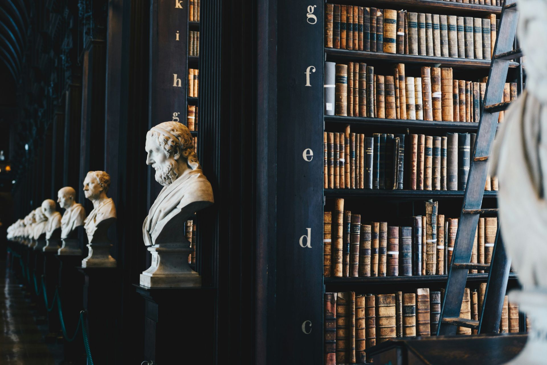 Biblioteca con estanterías de libros antiguos